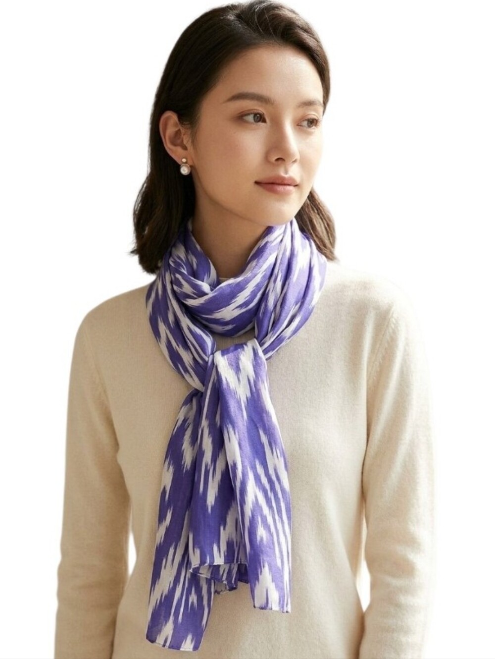 J.Crew Blue Colorful Tribal Patterned Long Ikat Scarf